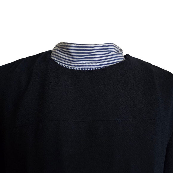 Sandro Paris Gigi Striped-Trim Fit & Flare Navy Dress, Size 2 - Picture 6 of 14